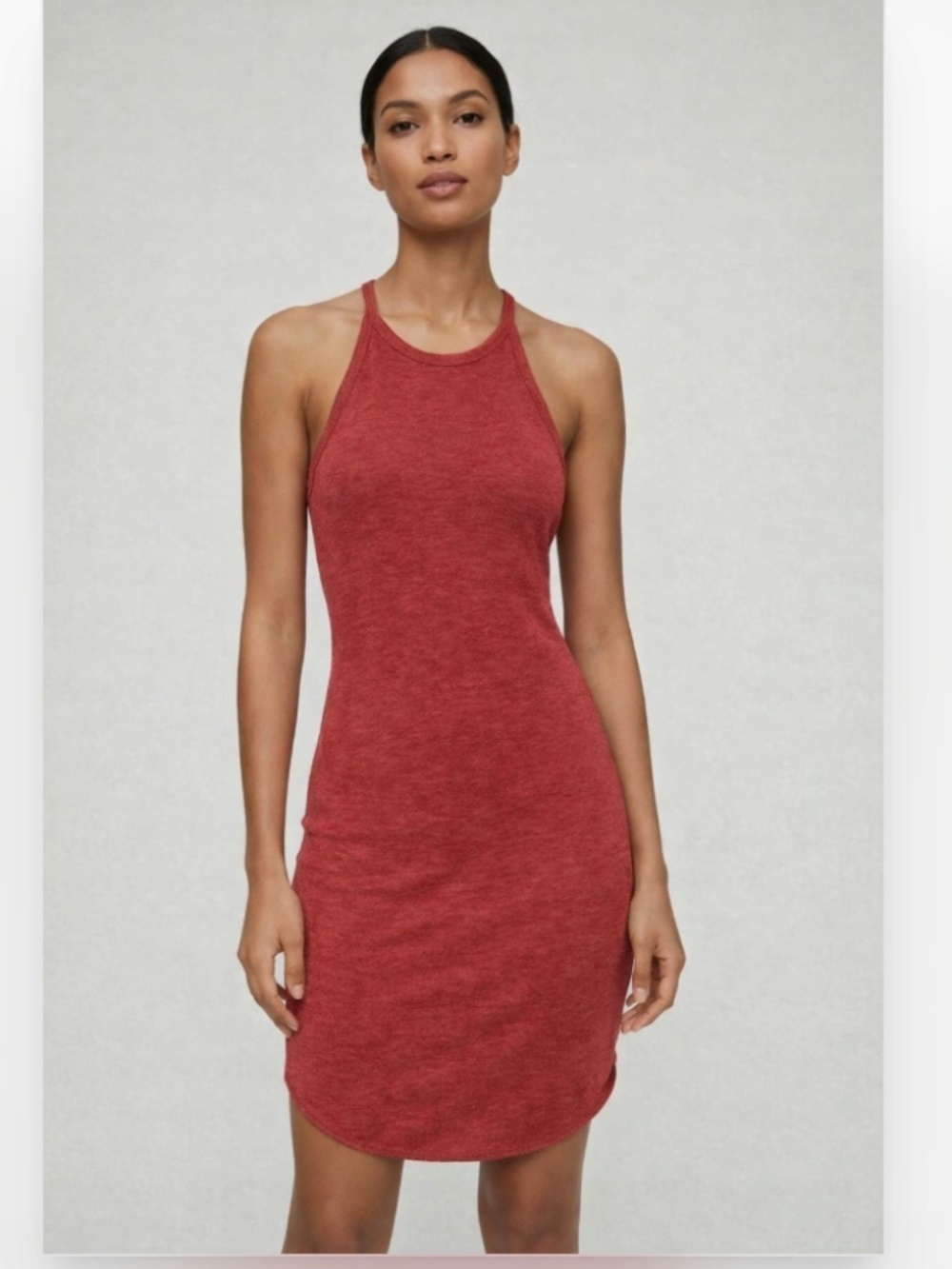 Wilfred Free Aritzia Yasmin Cutout Back Bodycon Mini Dress Burgundy Size XS